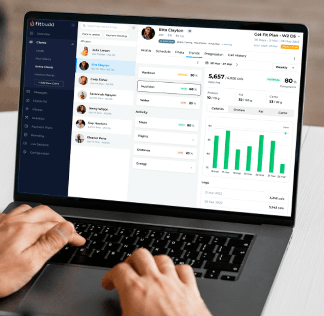 Laptop displaying fitness tracking dashboard
